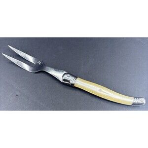 Jean Dubost Laguiole Diox Bee Carving Fork‎ Straight Tines Faux Mother of Pearl